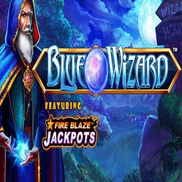 Blue Wizard Fire Blaze Jackpots online game logo by Rarestone Gaming on playonecasino.eu